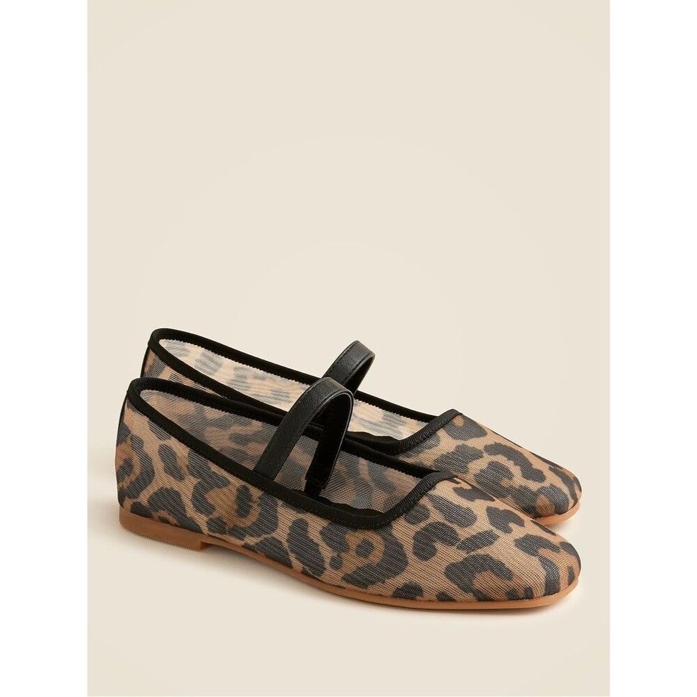 Crewcuts NWT Girls' Ballet Flats Size 13 with Straps in Leopard Print Mesh